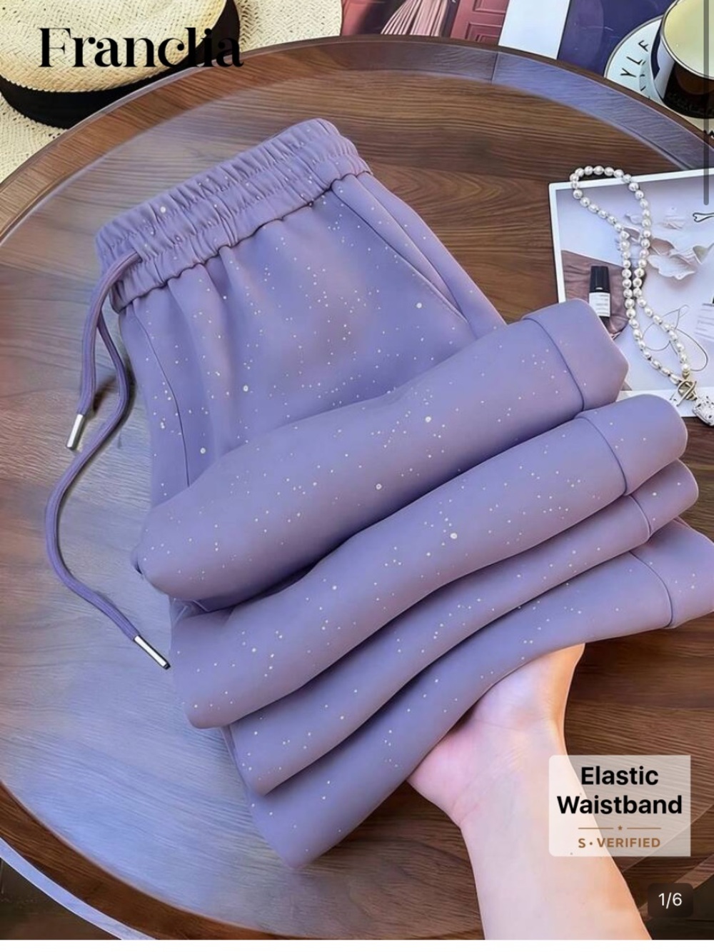 SHEIN Lavender Speckled Sweatpant with Elastic Drawstring Waist
